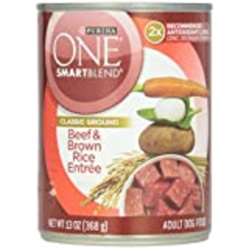 Purina ONE Natural Pate Wet Dog Food  SmartBlend Beef & Brown Rice Entre  13 oz. Can