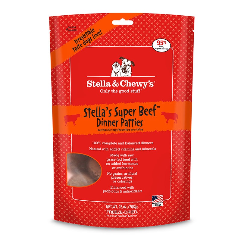 Stella & Chewy's Super Beef Dinner Patties Grain-Free Freeze-Dried Dry Dog Food, 25 oz