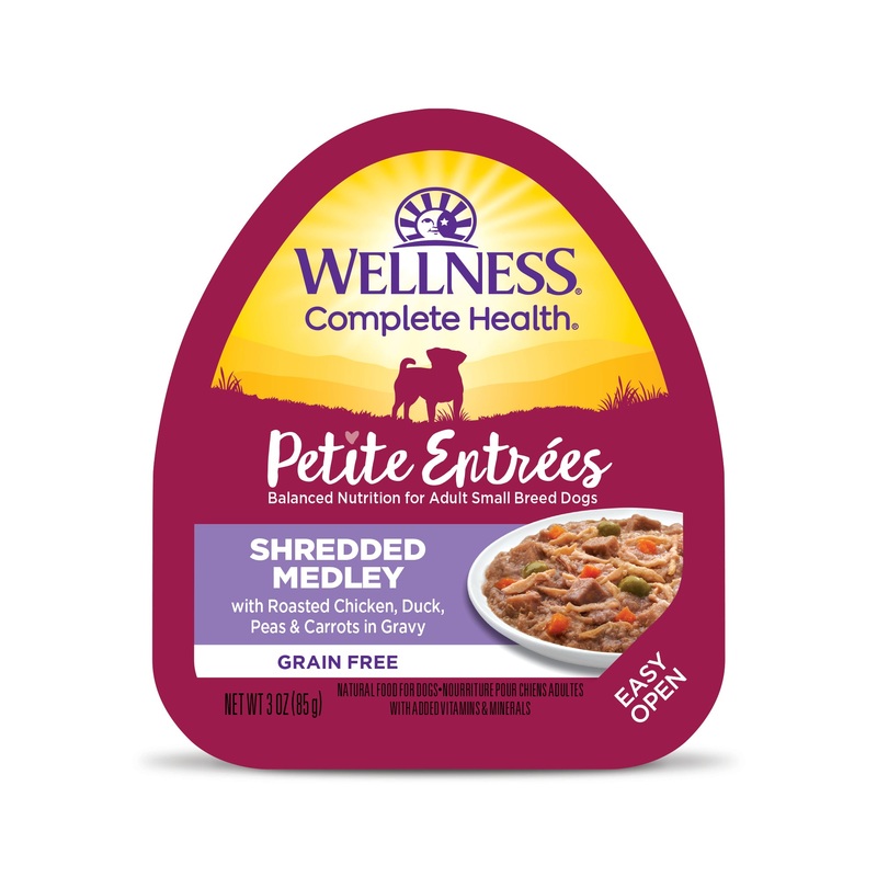 Wellness Petite Entres Shredded Medley With Roasted Chicken Duck Peas & Carrots 3oz Cup