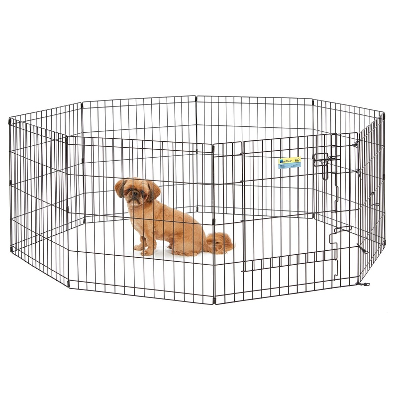 Midwest Black Contour Exercise Pen for Dogs, 24 H
