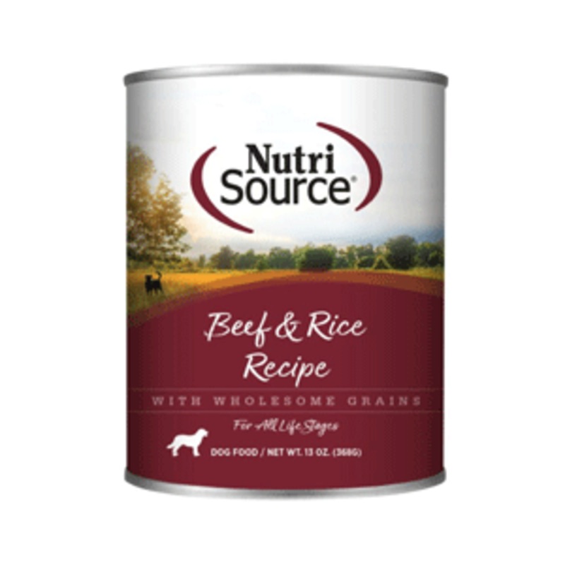 NutriSource Beef & Rice Canned Dog Food  12.3oz