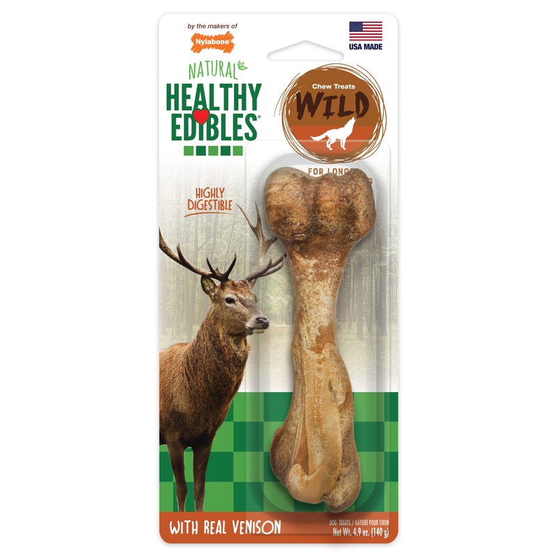 Nylabone Healthy Edibles WILD Natural Long Lasting Venison Dog Chew Treats