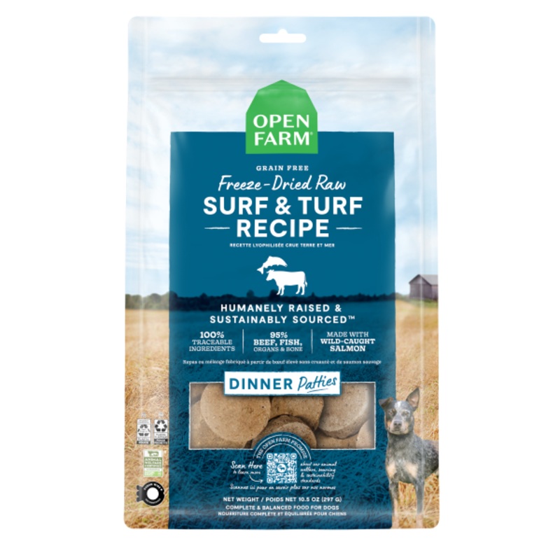 Open Farm Dog Freeze-Dried Raw Surf & Turf Patties 10.5oz