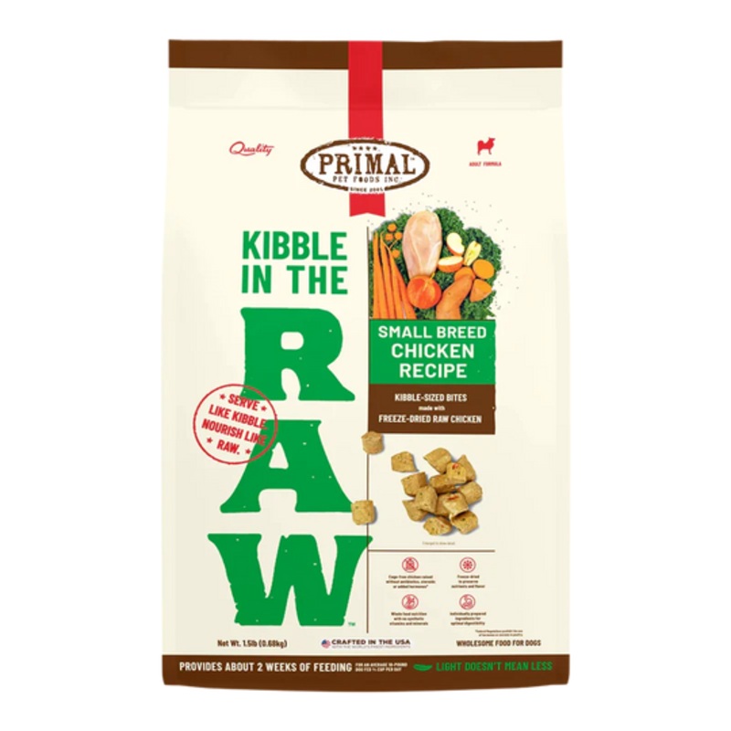 Primal Kibble in the Raw Freeze Dried Small Breed Dog Food Chicken Formula, 4lb Bag
