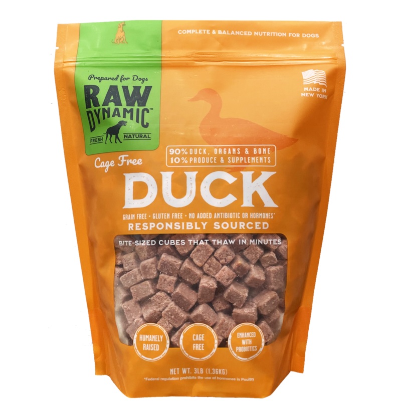 Raw Dynamic Frozen Raw Dog Food Cage Free Duck Cubes 3 lb