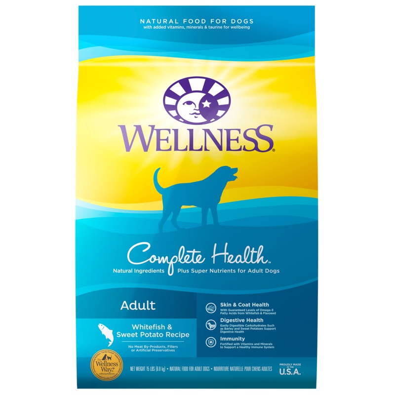 Wellness Complete Health Natural Dry Dog Food Whitefish & Sweet Potato 15lb Bag