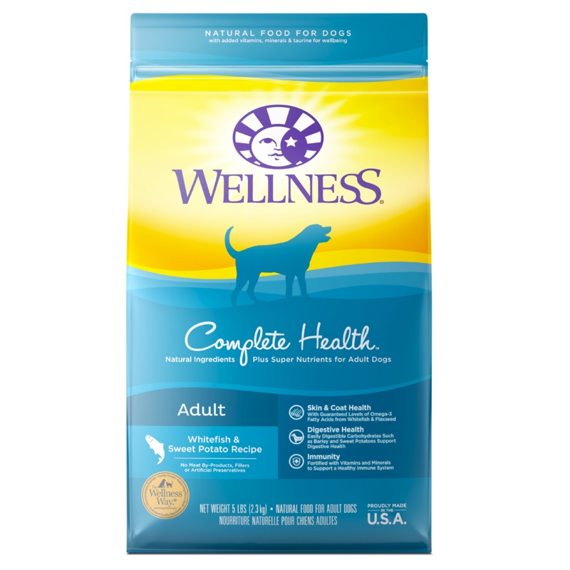 Wellness Complete Health Natural Dry Dog Food Whitefish & Sweet Potato 5lb Bag