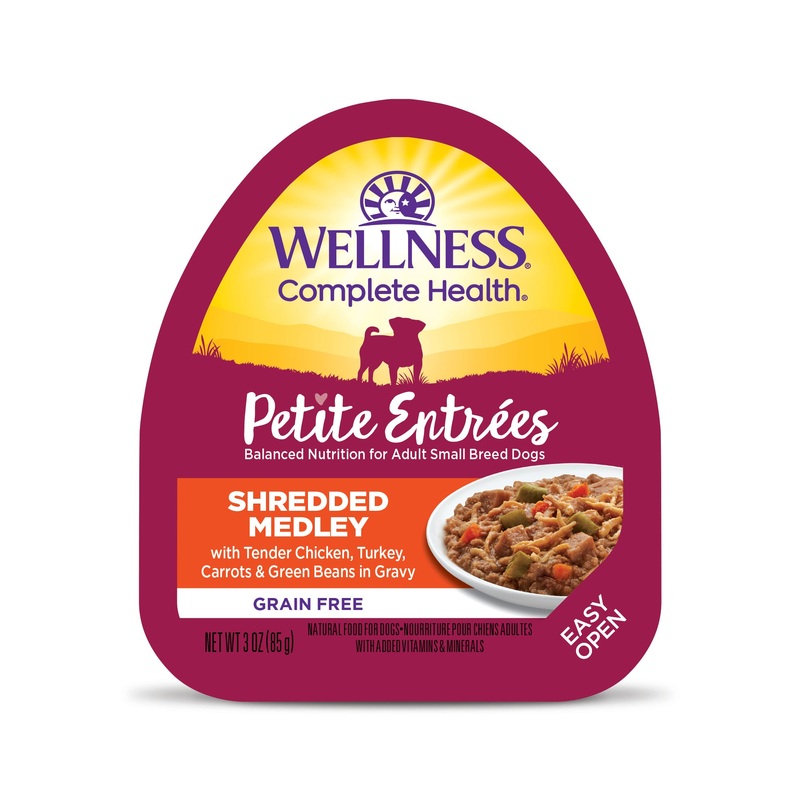 Wellness Petite Entres Shredded Medley With Tender Chicken Turkey Carrots & Green Beans 3oz Cup