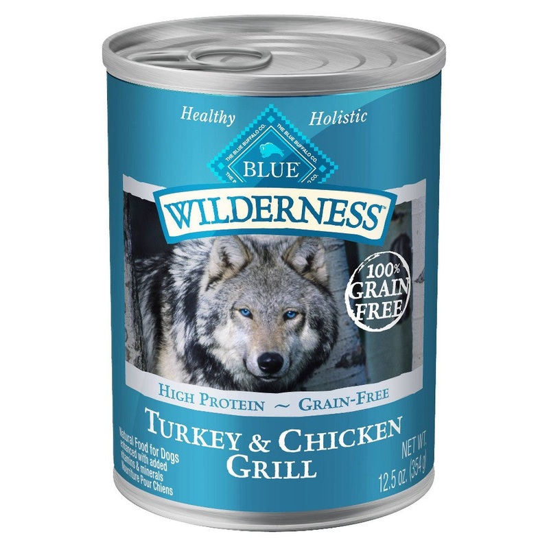 Blue Buffalo Wilderness High Protein Turkey and Chicken Wet Dog Food for Adult Dogs  Grain-Free  12.5 oz. Can