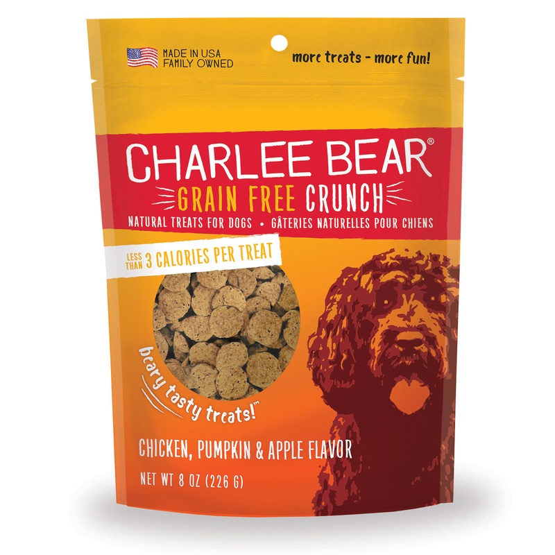 Charlee Bear Dog Crunch Treats Grain Free Chicken Pumpkin Apple 8oz