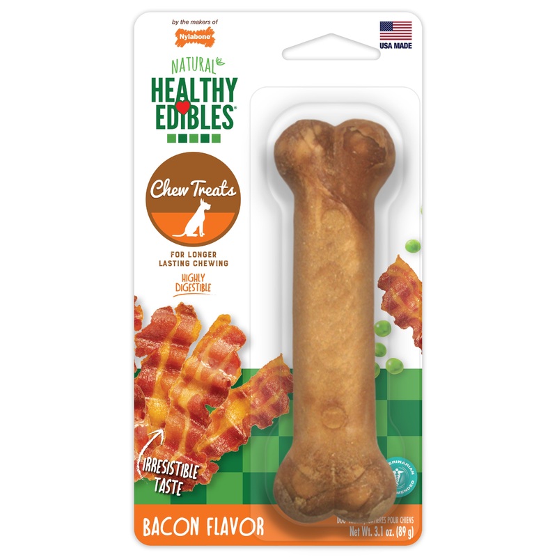 Nylabone Healthy Edibles All-Natural Long Lasting Bacon Chew Treats Medium/Wolf