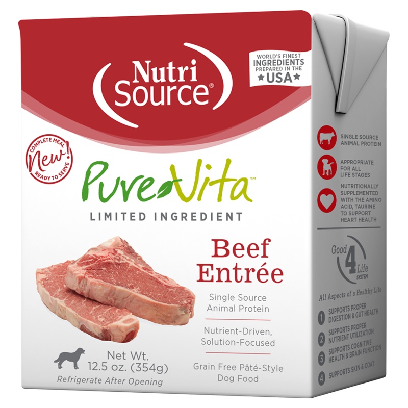 Pure Vita Wet Dog Food 12.5oz Grain Free Beef Pate