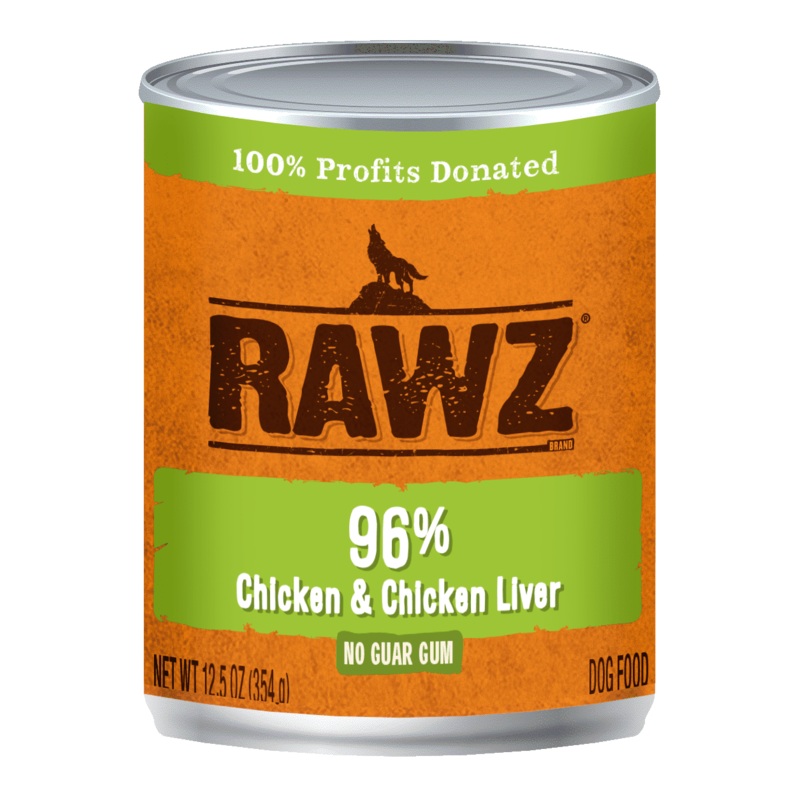Rawz Canned Dog Food 12.5 oz Pate 96% Chicken and Liver