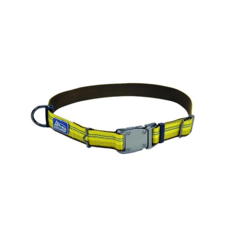 Coastal K9 Explorer 1in Wide 12-18in Reflective Adjustable Dog Collar Goldenrod