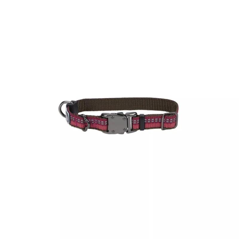 Coastal K9 Explorer 5/8in Wide 10-14in Reflective Adjustable Dog Collar Berry