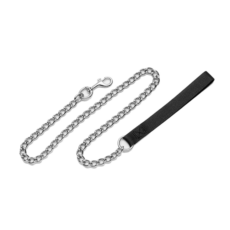 Coastal Titan 2ft Long 4.0mm Extra Heavy Chain Dog Leash with Nylon Handle Black