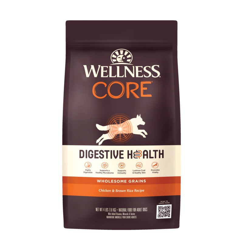Wellness CORE Digestive Health Chicken & Brown Rice Dry Dog Food 4lb Bag