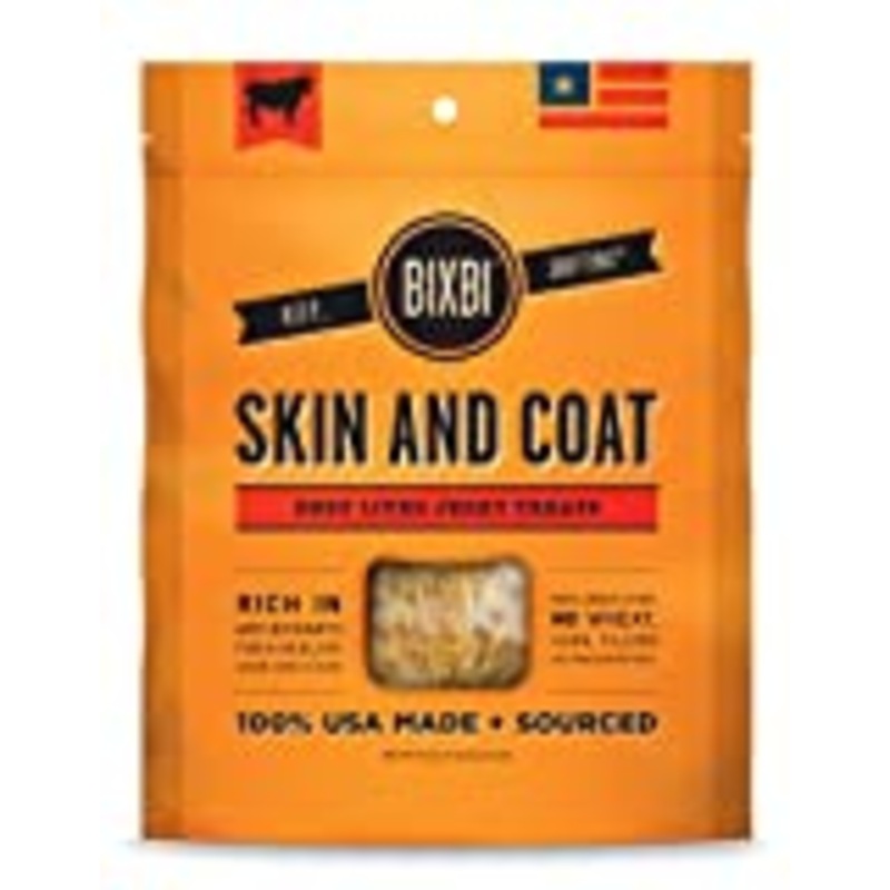 Bixbi Jerky Dog Treats 5oz Beef Hip Skin and Coat