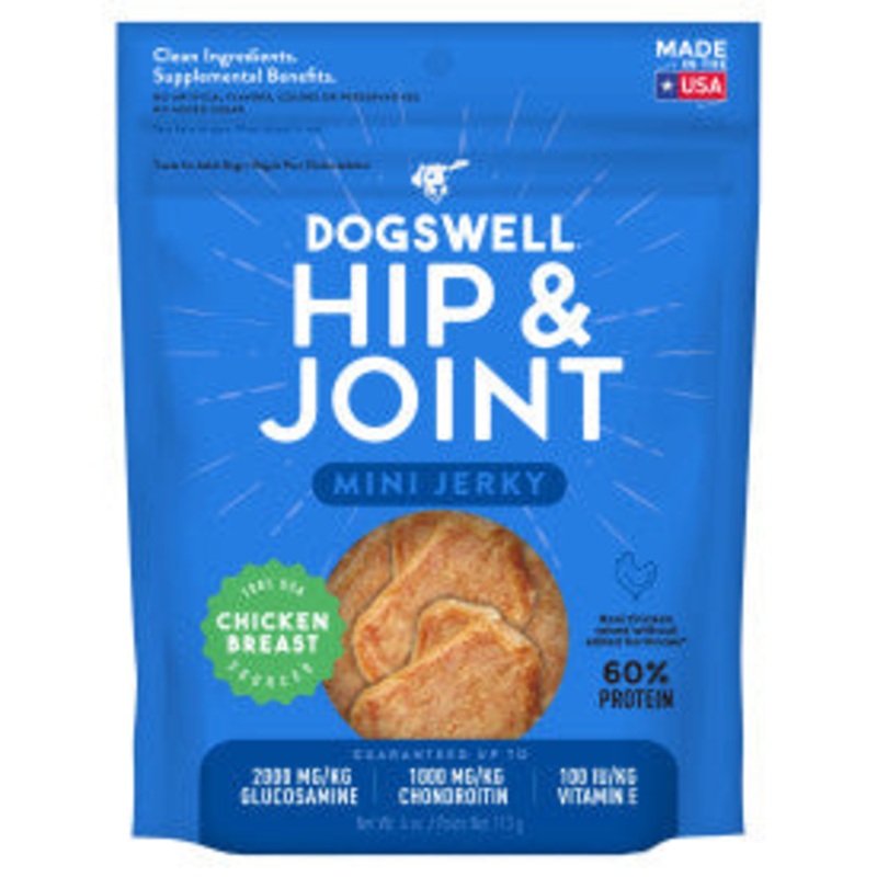 Dogswell Mini Jerky Dog Treats, Chicken Breast, 4 oz. Pouch