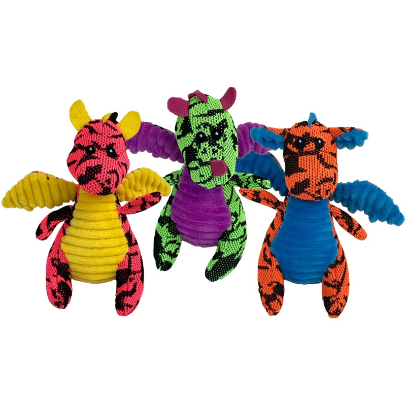 Multipet Plush Dog Toy Mini Dragons 5in Assorted