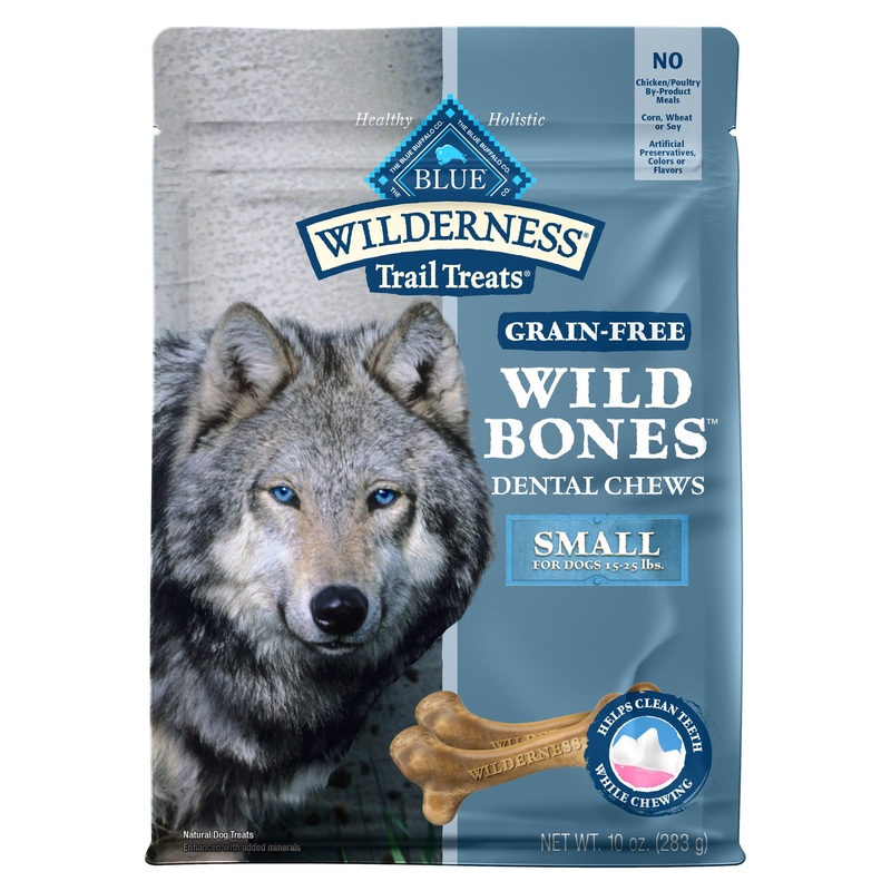 Blue Buffalo Wilderness Wild Bones Small Dental Treats for Adult Dogs  Grain-Free  10 oz. Bag