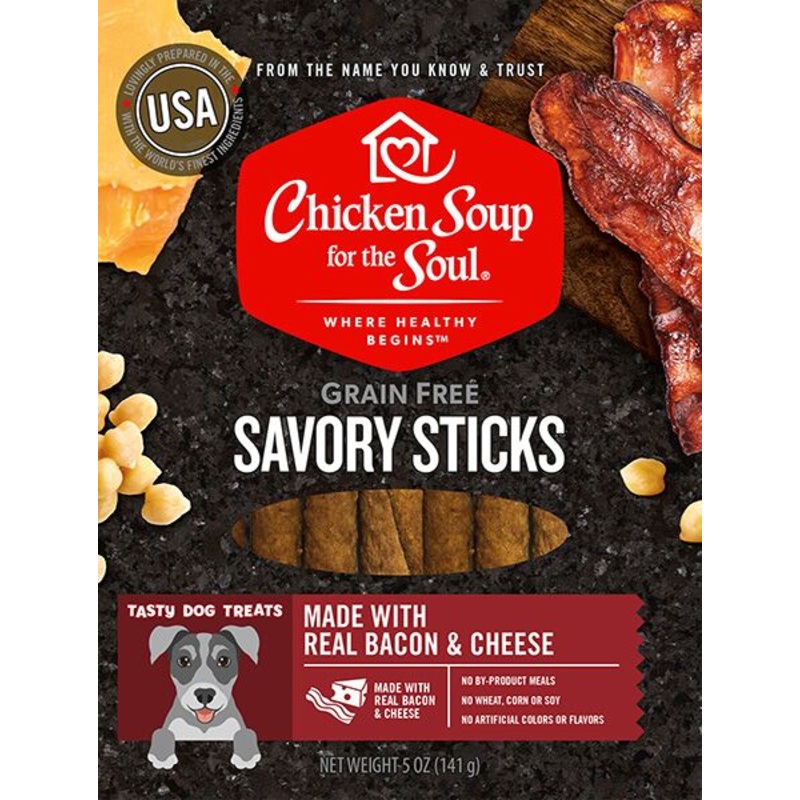 Chicken Soup 5oz Savory Sticks Bacon & Cheese Dog Treats Food