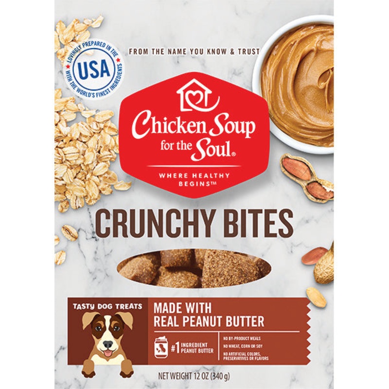 Chicken Soup Crunchy Bites Peanut Butter Biscuit Dog Treats 12oz