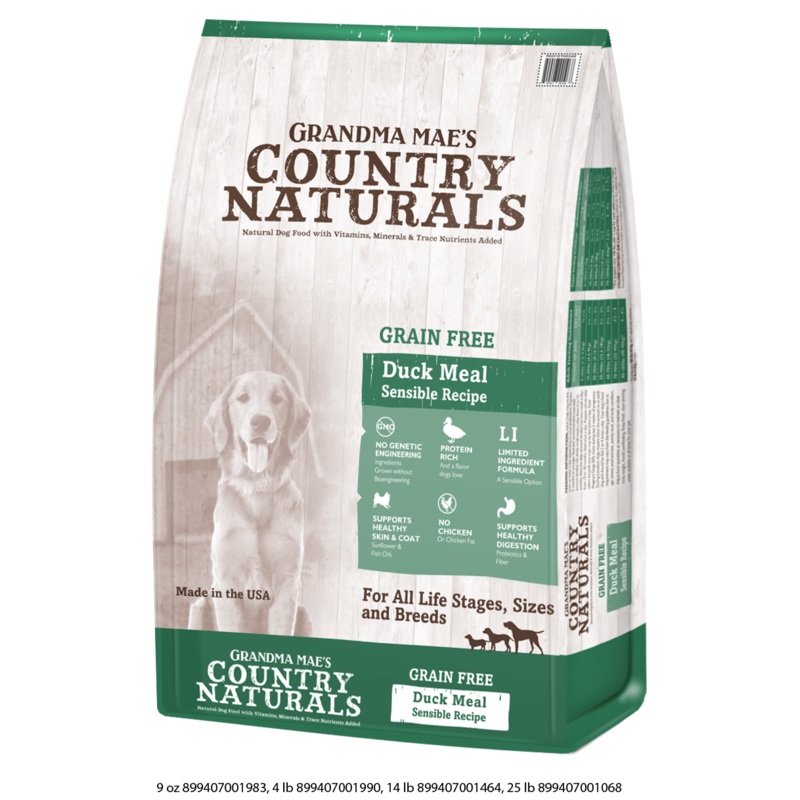 Grandma Mae's Country Naturals Grain-Free Limited Ingredient Duck Recipe Dry Dog Food, 4 Lb