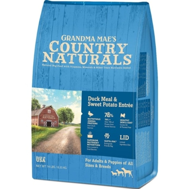 Grandma Maes Country Naturals Duck Meal/Sweet Potato Limited Ingred Dog Food14#