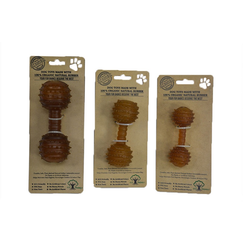 IndiPets Organic Rubber Studded Dumbbell Dog Toy Medium