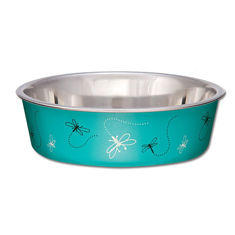 Loving Pets Bella Stainless Steel Dog Bowl Dragonfly Turquiose Small