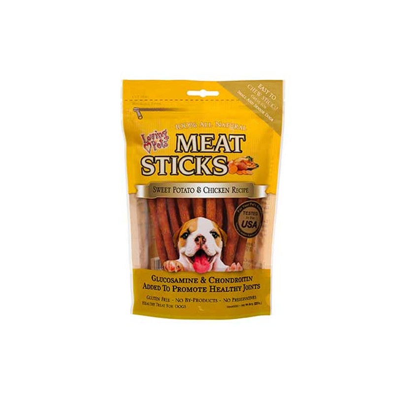 Loving Pets Dog Treat Gourmet Meat Sticks Sweet Potato and Chicken Recipe 8oz