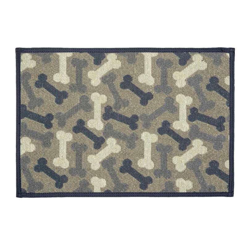 Loving Pets Fashion Pet Food & Water Mat Denim Bones