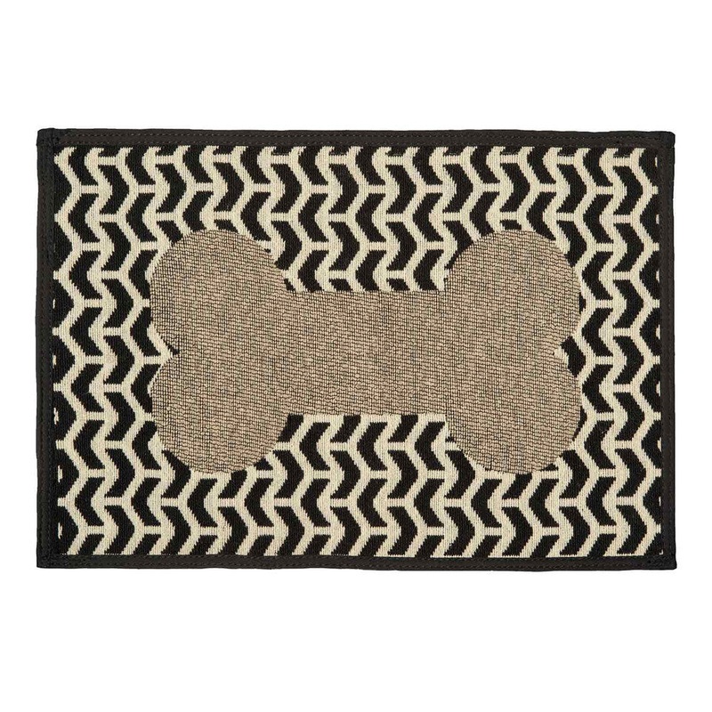 Loving Pets Fashion Pet Food & Water Mat Geo Bone Brown