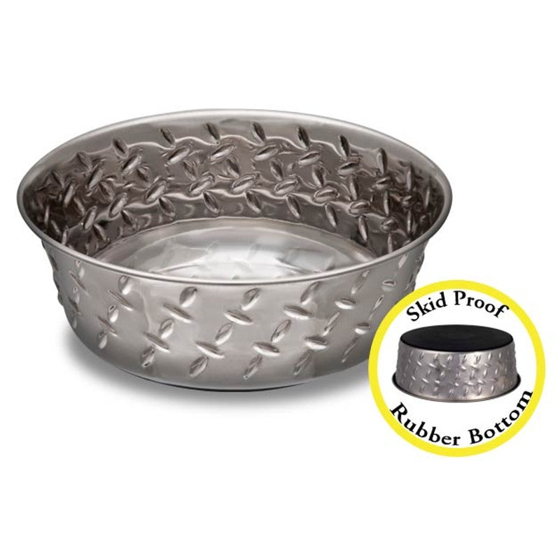 Loving Pets Ruff N' Tuff Diamond Plate Skid Proof Dog Bowl 5qt