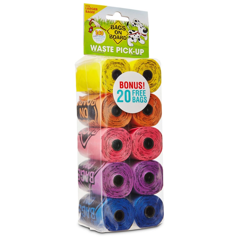 Bags on Board Dog Waste Bag Refills 140ct Rainbow
