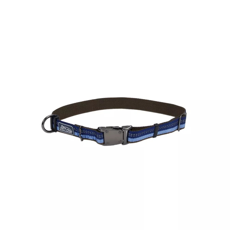 Coastal K9 Explorer 1in Wide 12-18in Reflective Adjustable Dog Collar Sapphire