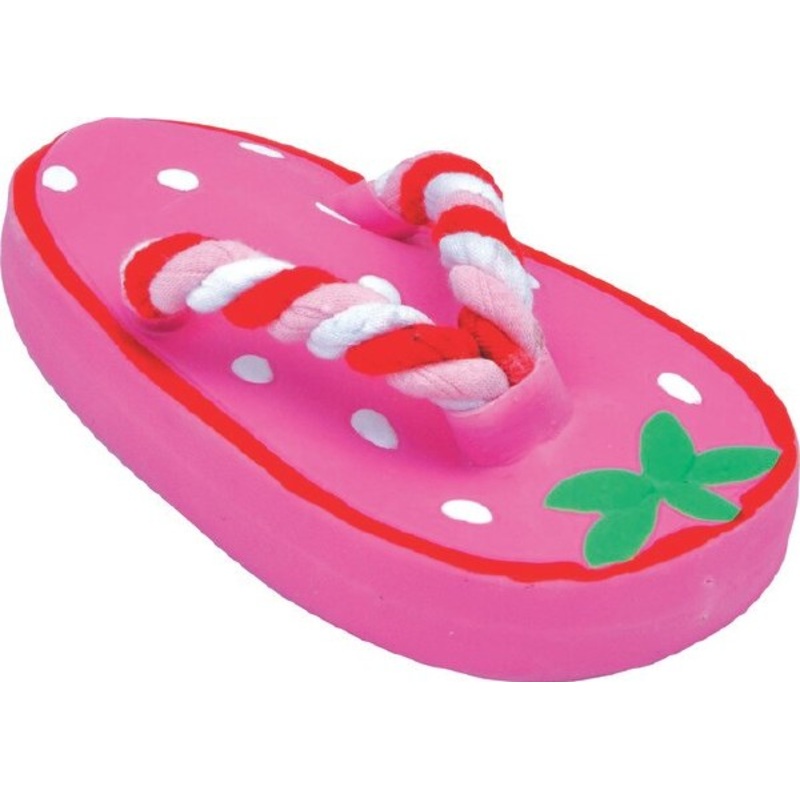 Coastal Li'l Pals Latex & Rope Dog Toy Strawberry Flip Flop