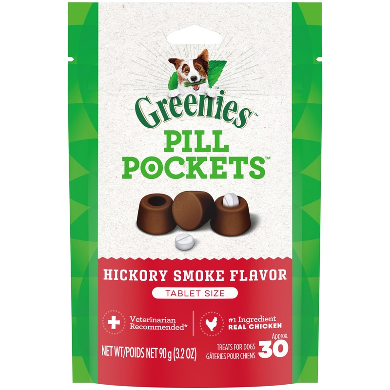 GREENIES PILL POCKETS for Dogs Tablet Size Natural Soft Dog Treats  Hickory Smoke Flavor  3.2 oz. Pack (30 Treats)