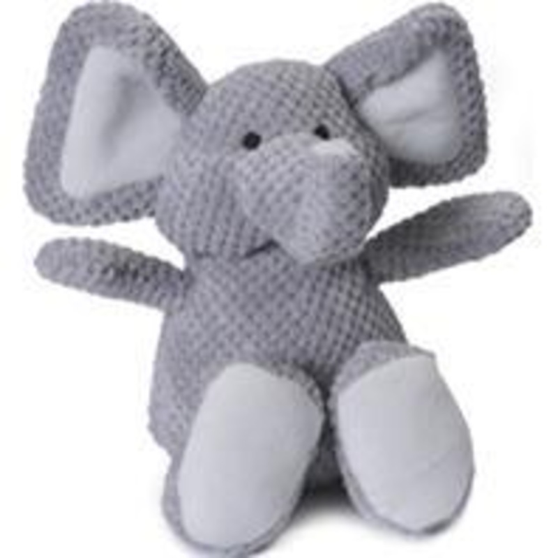 goDog Checkers Elephant Plush Squeaker Dog Toy Large Grey