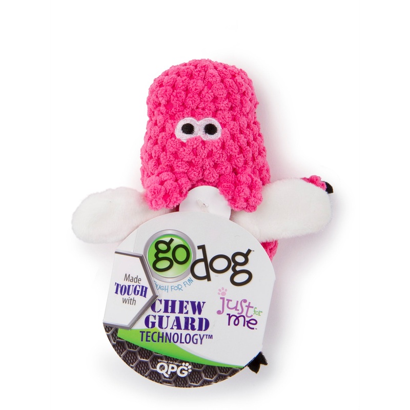 goDog Checkers Flying Pig Just for Me Durable Plush Squeaker Dog Toy Mini Pink