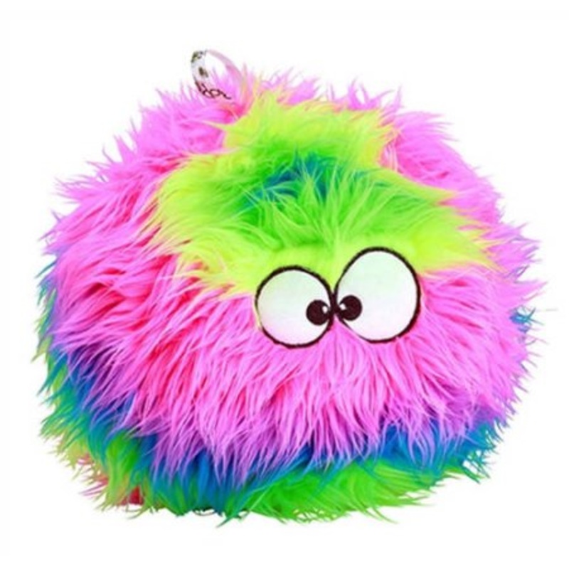 goDog Furballz Durable Plush Squeaker Dog Toy  Rainbow  Large