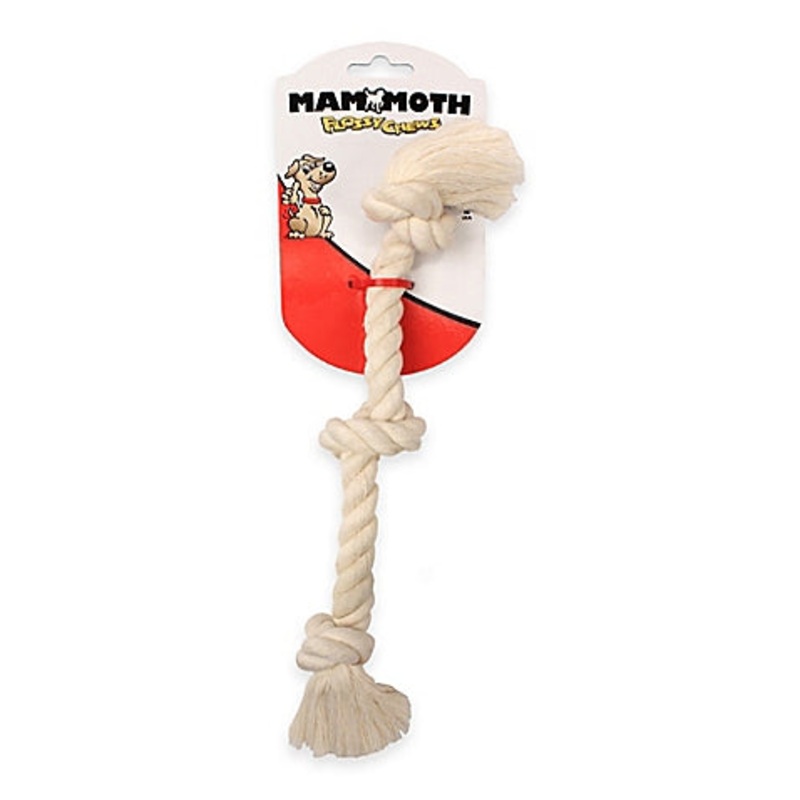 Mammoth Flossy Chews - 100 Per Cent Natural Cotton Rope Dog Toys 20in 3 Knot White Rope
