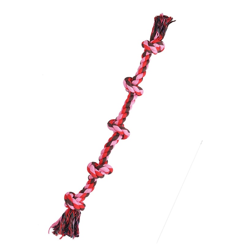 Mammoth Flossy Chews Cotton Blend 5 Knot Rope Tug Dog Toy  Super XL  72