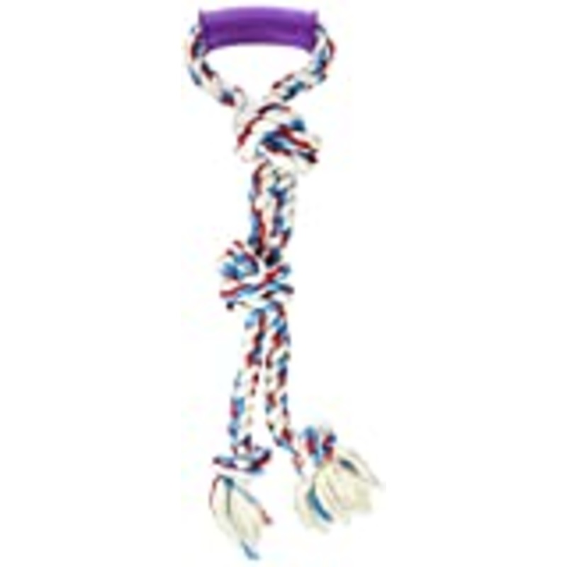 Mammoth Flossy Chews Twin Tug Dog Toy with Rubber Handle  Medium  20