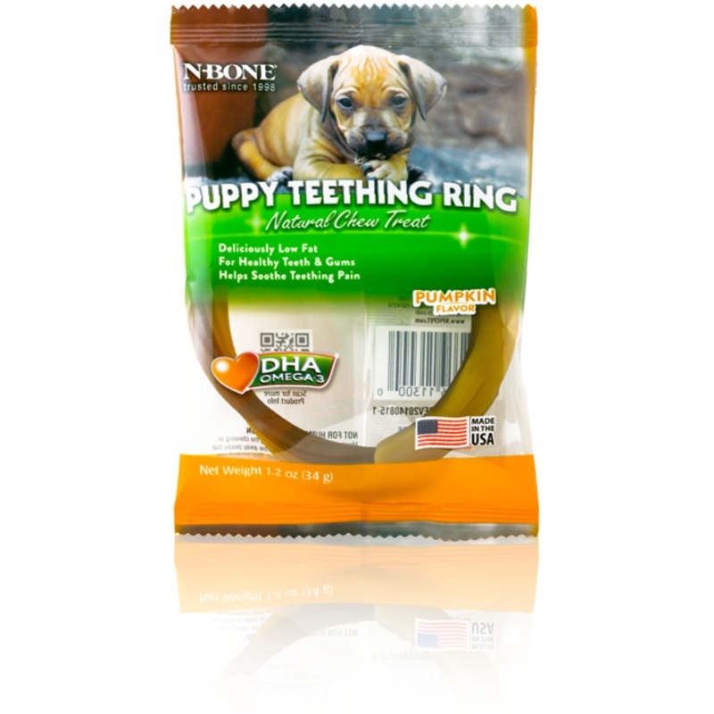 N-Bone Dental Treat Puppy Teething Rings Pumpkin SINGLES IW 1.2 oz