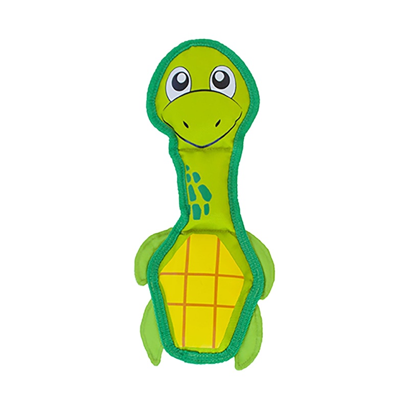Outward Hound Fire Biterz Turtle Plush Interactive Dog Toy  Green  Medium