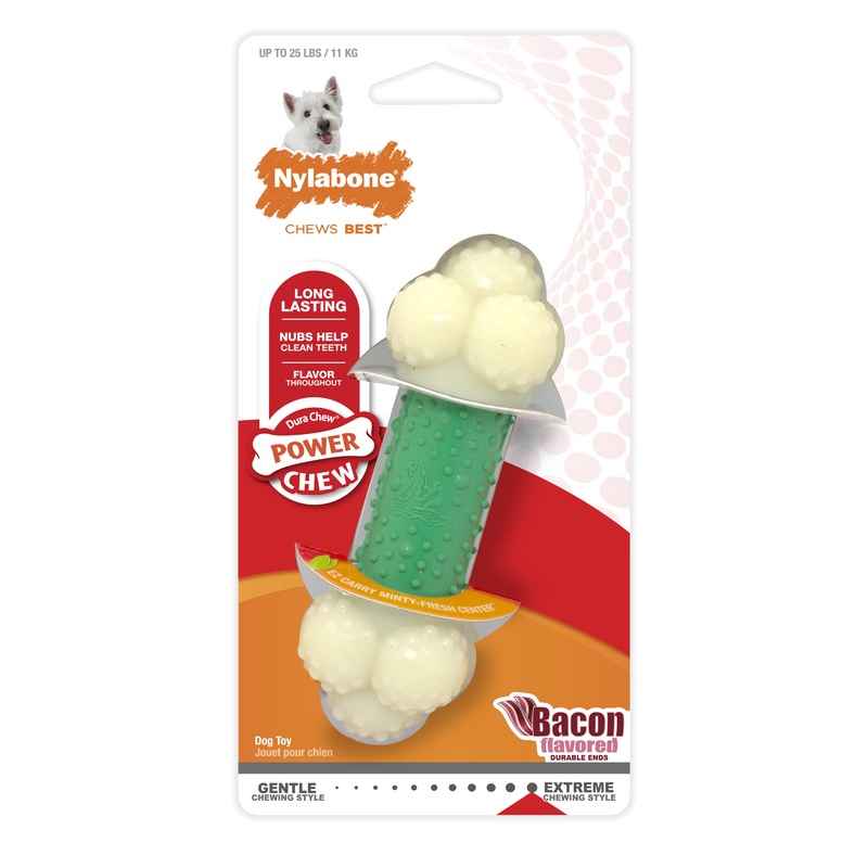 Nylabone Power Chew Double Action Durable Dog Toy Bacon Small/Regular