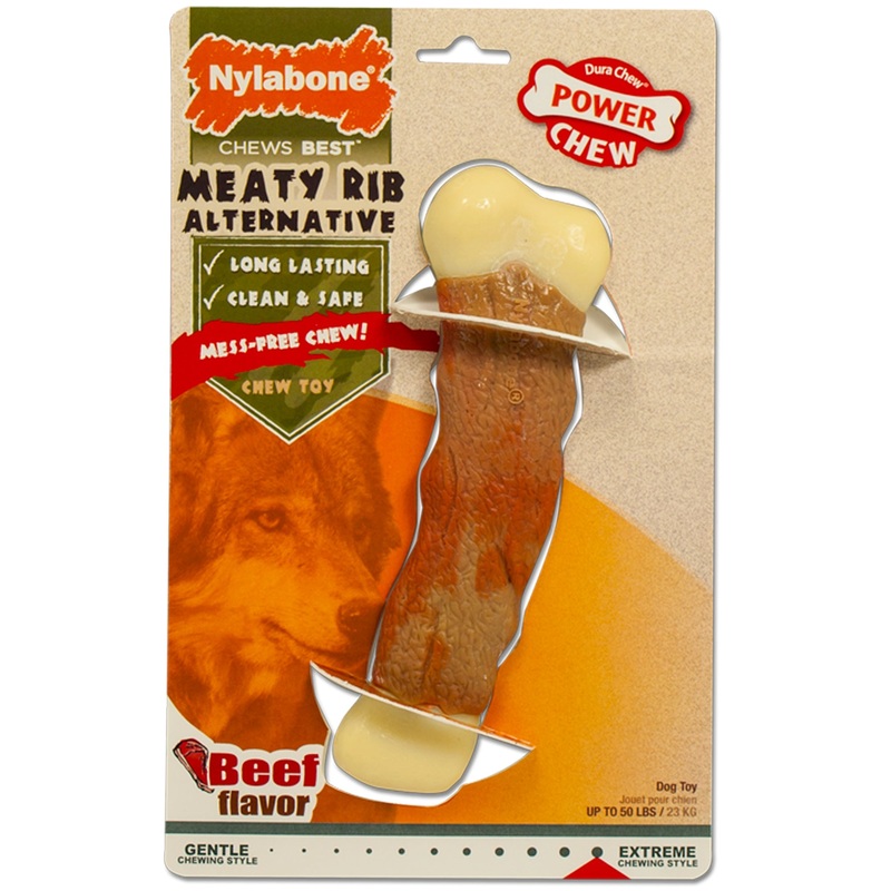 Nylabone Power Chew Marrow Bone Alternative Dog Chew Toy Beef Large/Giant