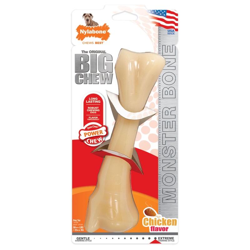 Nylabone Power Chew Monster Bone Big Dog Chew Toy Chicken XX-Large/Monster